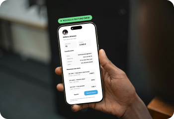 Nouvelle facture émise, fiche client dans l'application DevisInstant